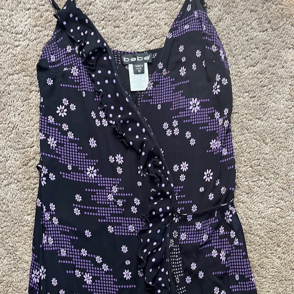 Black & purple dressy wrap dress - Picture 4 of 5